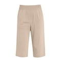 thumbnail image 5 of Capris Pants for Women Casual Summer 2026 Straight Wide Leg Loose Elastic Waist Cropped Trouser Khaki XL, 5 of 6