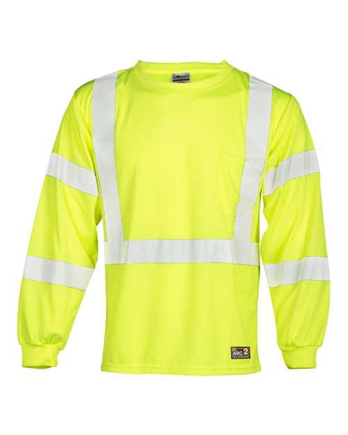 Portwest Flame Resistant ARC2 T-Shirt Hi Vis Long Sleeve T Shirt Work Safety Clothing ASTM ARC2 ANSI 3 
