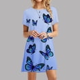 thumbnail image 1 of SMihono Robe d'Été Grande Taille pour Femmes 2023 Mode à Manches Courtes Imprimée Col Rond Robe Mini Ample pour Dames, 1 of 6