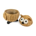 thumbnail image 3 of Brown Owl Rattan Storage Basket with Lid Decorative Home Decor Hand Woven Shelf Organizer Cute Handmade Handcrafted Gift Art Decoration Artwork Wicker Size: Large, 9.5" tall x 9.5" wide x 8" deep, 3 of 8