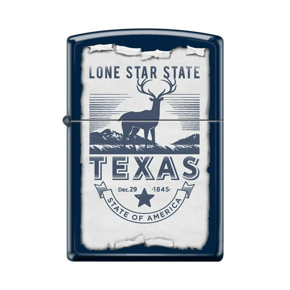 Zippo Lighter - Personalized Custom Message Engraved on Backside for Texas Lone Star State Navy Matte #Z5160