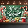 thumbnail image 6 of Festive Theme Merry Christmas Banner Colorful Design Christmas Banner Christmas Elements Candy Cane Pattern Holiday Banner for Christmas Party Home Decoration Family Gathering, 6 of 9
