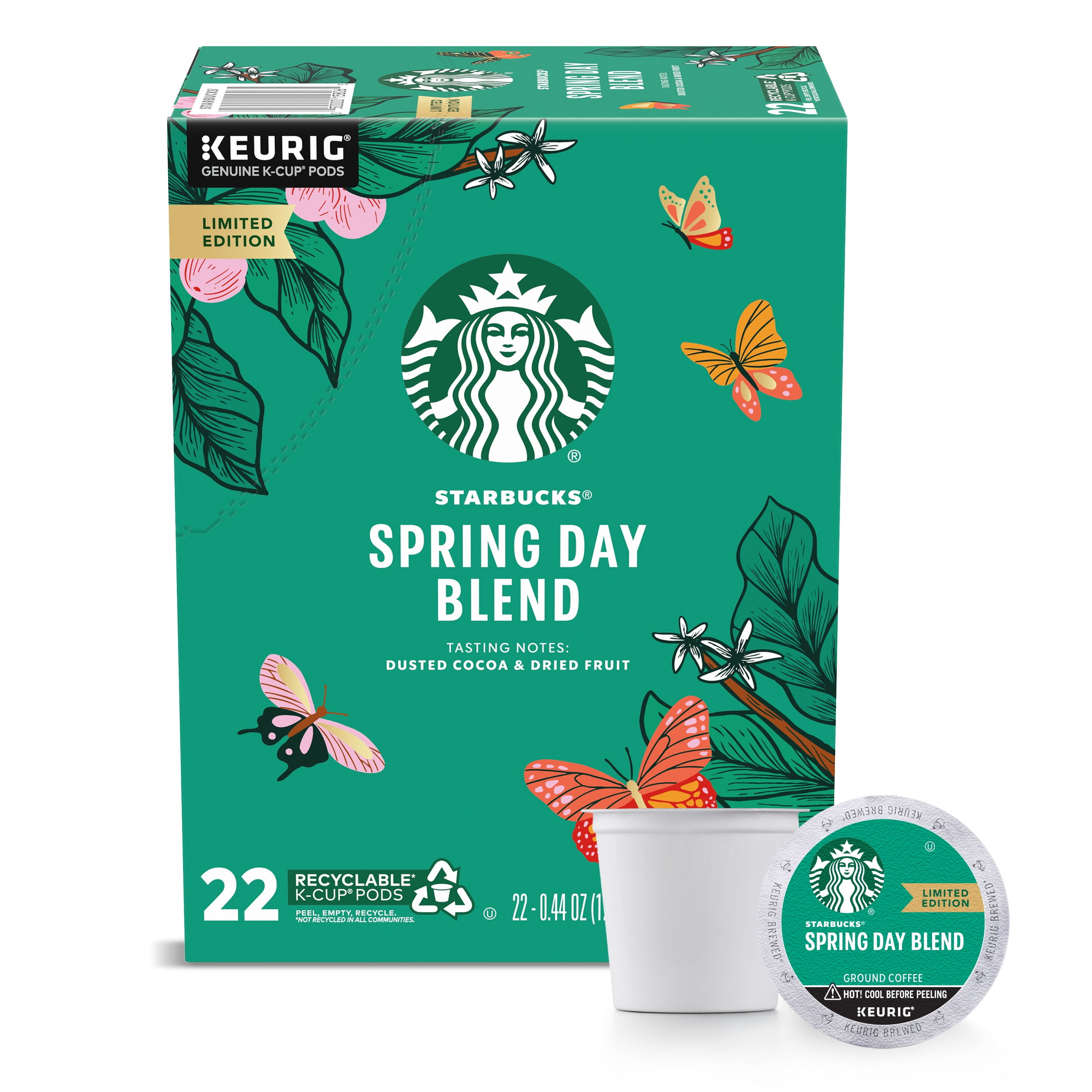 Starbucks Spring Day Blend Coffee, K-Cup Coffee Pods, Medium Roast, Spring Day Blend for Keurig Brewers, 100% Arabica, Limited Edition, 22 pods