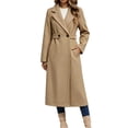 thumbnail image 2 of Trikvn Long Wool Blend Pea Coat for Women Notched Lapel Belted Waist Double Breasted Long Sleeve Elegant Overcoat with Pockets Winter Dressy S-3XL, 2 of 6