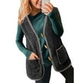 thumbnail image 2 of UYISJ Women's Casual Winter Fleece Vest Warm Open Front Sherpa Cozy Sleeveless Cardigan Outerwear Jackets Coats with Pockets Dark Gray XL, 2 of 8