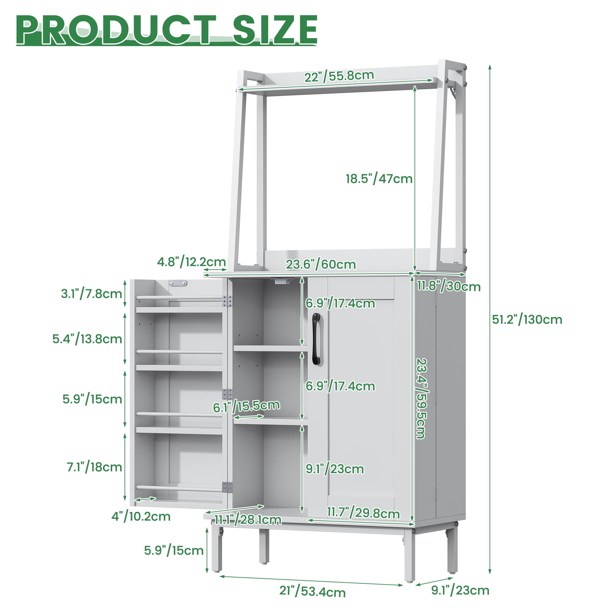 51” Pantry Cabinets with Microwave Shelves, Freestanding Kitchen Pantry Storage Cabinet with Adjustable Shelves, Buffet Cupboards Storage Cabinet for Kitchen, Dining Room, Living Room Use (White)