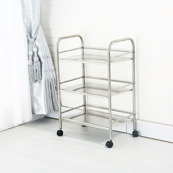 TYUIOP Rolling Utility Cart, Stainless Steel Cart 3 Tier Kitchen Cart with Lockable Wheels, 120 lbs Capacity Shelf Kitchen Cart for Hotel Restaurant Home.