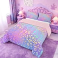 thumbnail image 2 of meiyoeat Pastel Rainbow Leopard Print King Size Comforter Sets,Colorful Animal Pattern Comforters King Size For Girl,Reversible,3Pcs,1 Comforter And 2 Pillowcases, 2 of 7