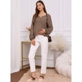thumbnail image 2 of DARING DIVA Women's Maternity Empire Waist Babydoll Lantern Sleeve Blouse L Brown, 2 of 8