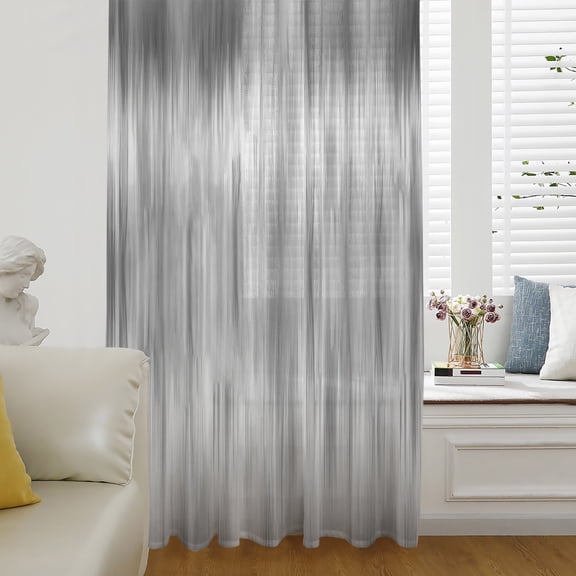 Grey Sheer Curtains 72 Inch Length, Light Filtering Voile Curtain Panel, Modern Abstract Art Ombre Striped Rod Pocket Drapes Window Treatments for Living Room Bedroom 52"x72"