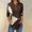 B38 Brown summer tops for women clearance under $5, variant on Cagogo Women's Summer Tops T Shirt Under $5 Plus Size 3/4 Sleeve Button Henley V-Neck Tunic Tops for Leggings Geometric Print Business Work Black Tshirts Shirts