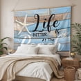 thumbnail image 3 of Blue Beach Tapestry for Bedroom Wall Hanging Tapestry, Coastal Starfish Graffiti Retro Wooden Plank Ceiling Backdrop Tapestries Poster Blanket Wall Decor for Teens Room Living Room Dorm 59" x 90", 3 of 8