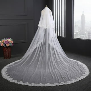 EllieWely 2 Tier Fingertip Length 90 cm(35 inch) Lace Wedding Bridal Veil  With Metal Comb X33 