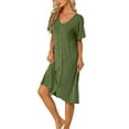 thumbnail image 2 of INSPIRE CHIC Women's Nightgown Button Down Soft Modal Short Sleeve Pajama Sleepshirts XL Army Green, 2 of 6