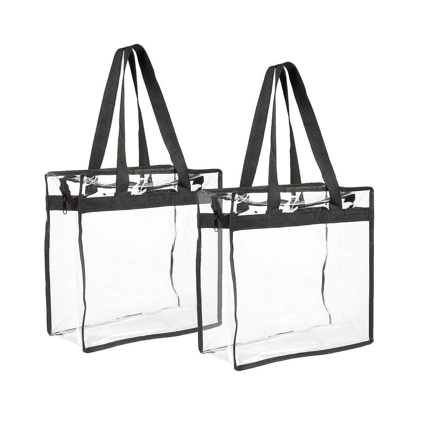 Approved Clear Plastic Tote Bags With Handles (12x12x6 In, 2 Pack