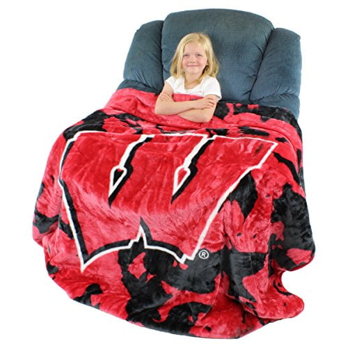 College Covers Wisconsin Badgers 63 x 86 Soft Raschel Plush Throw Blanket, 63" x 86",