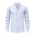 thumbnail image 2 of Men's Casual Long Sleeve Striped Dress Shirt Slim Fit Button Down for Everyday Business Daily Wear Stretch Men's Shirt White 3XL, 2 of 9