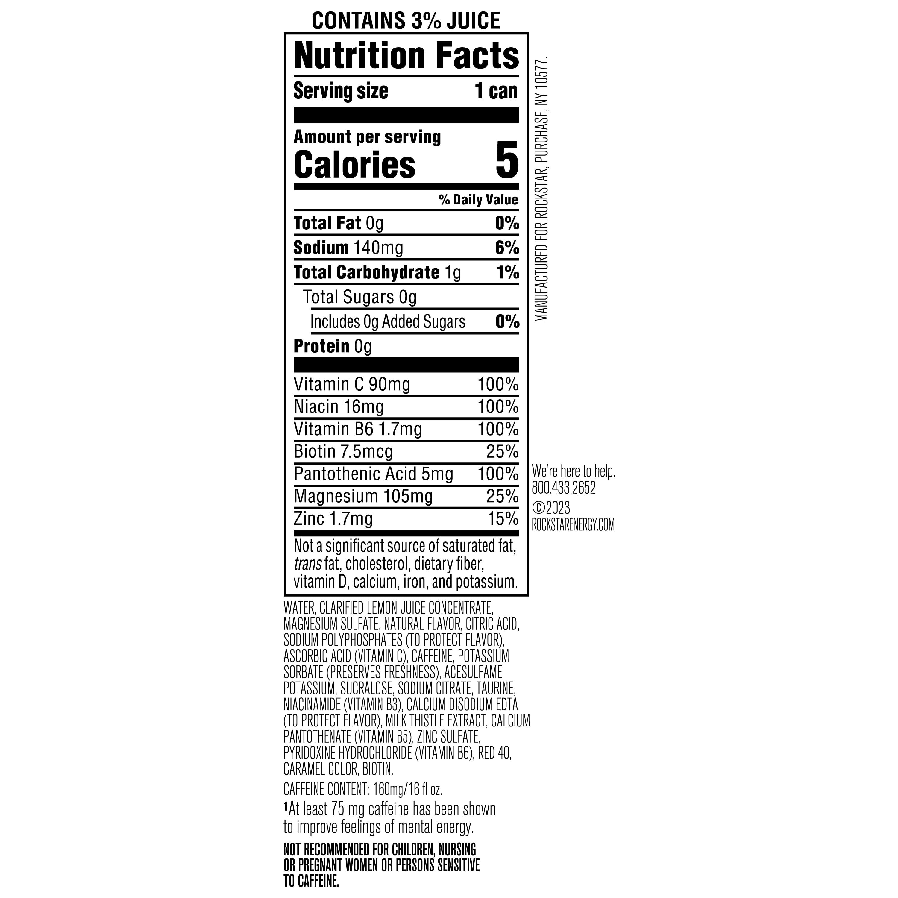 Rockstar Recovery Strawberry Lemonade Energy Drink, 16 Fl.oz, 12 Pack Cans