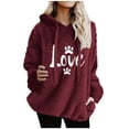 thumbnail image 3 of Aboser Womens Plus Size Sherpa Hoodies Fuzzy Fleece Pullover Sweater Cute Love Graphic Sweatshirt Y2k Clothes Winter Cozy Plush Outerwear with Pockets, 3 of 7