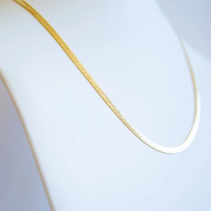 Joy Jewelry Gold Necklace Chain Herring Bone 4mm 18" (CH01)
