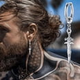thumbnail image 3 of COOL SINGLE SILVER STAINLESS STEEL HOOP DAGGER EARRING, 3 of 33