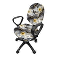 thumbnail image 2 of SCRAWLGOD Removable Office Chair Covers Comfortable Non-Slip Swivel Chair Cover Universal Anti-Dust Computer Desk Chair Seat Covers, 2 Pieces, Marble Print Sunflower Love Butterfly Gray, 2 of 7