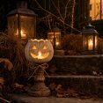 thumbnail image 4 of VAJUSO White Pumpkin Candle Holder, 6.7x3.5in Rustic Wooden Pedestal Candle Stand Fall Decor for Halloween Thanksgiving Home Mantel Table Centerpiece, 4 of 5