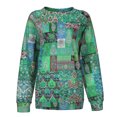 thumbnail image 3 of Mode Femmes Col Rond Imprimé Manches Longues Chandail en Molleton Tops Faciles T-shirt, 3 of 8