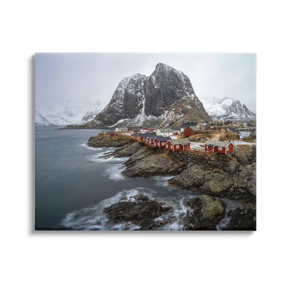 Stupell Industries Cliffside Nautical Town Landscape Photography Gallery Wrapped Canvas Art Print Wall Art, 20 x 16