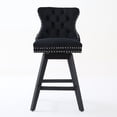 thumbnail image 4 of Set of 2 360 Swivel Swivel Velvet Counter Heght Barstools with Button Tufted Decoration and Wooden Legs, and Chrome Nailhead Trim, Leisure Style Bar Chairs,Bar stools, 4 of 12