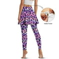 thumbnail image 3 of SCRAWLGOD Trendy Women's Yoga Tennis Skirted Leggings Polyester Spandex Soft Running Clothing Breathable Elastic Active Skorts for Dressy Casual, Leopard Print Black Violet Stripe, L, 3 of 7