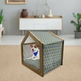 thumbnail image 3 of Moroccan Pet House, Geometric Hexagonal Pattern Stars Style Eastern Zellige Art, Outdoor & Indoor Portable Dog Kennel with Pillow and Cover, 5 Sizes, Green Blue Black, by Ambesonne, 3 of 5