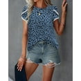 thumbnail image 4 of PRETTYGARDEN Women's Shirts Summer Casual Crewneck Lace Crochet Short Sleeve Blouses Cute Floral Print Loose Tunic Tops, 4 of 7