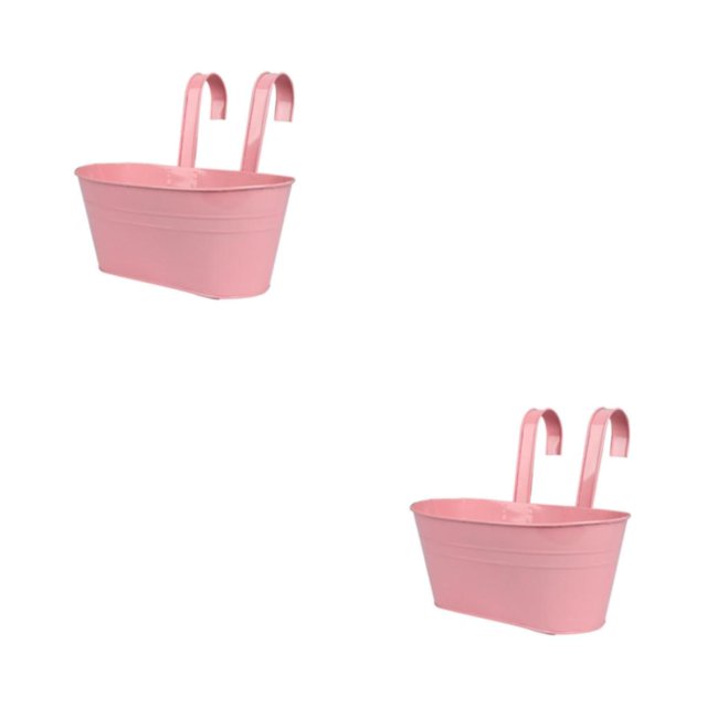 Destyer Stylish Wall Hanging Planter For Balcony And Fence Planters Detachable Iron Balcony Planters Railing Hanging Pink 2Set