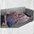 thumbnail image 6 of Nature Soft Flannel Fleece Blanket, Sunset Rise Morning Scenery of Fall Autumn Tree from the Valley Hills Image, Cozy Plush for Indoor and Outdoor Use, 70" x 90", Pink Blue and Brown, by Ambesonne, 6 of 6