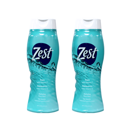 Zest Hydrating Body Wash Shower Gel Aqua Scent with Vitamin E 18 fl oz Pack of 2