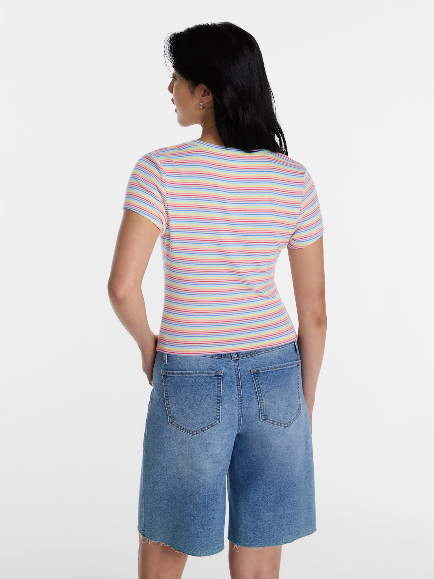 No Boundaries Pride Striped Cotton Baby Tee, Women's XXS-XXL