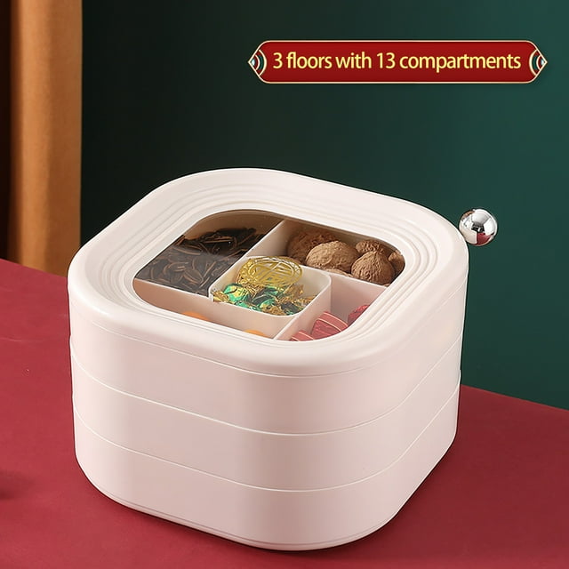 Caja de dulces multicapa Snacks y dulces secos en cajas de dulces Caja de dulces con compartimentos Plato de frutas con dulces secos divididos Caja con bocadillos Dulces Dulces con secciones divididas