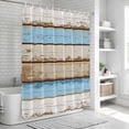 thumbnail image 5 of Vintage Blue Brown Shower Curtain Set - 72" x 78" Washable Bathtub Curtain with 12 Hooks, Retro Country Shabby Wood Grain Waterproof Fabric Stall Shower Curtains for Bathroom/Bathtub Décor, 5 of 6