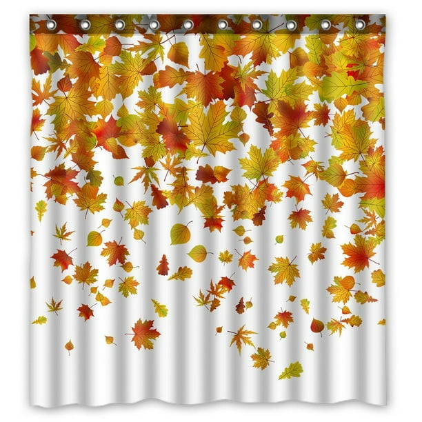 GCKG Falling Maple Leaves Waterproof Polyester Shower Curtain and Hooks