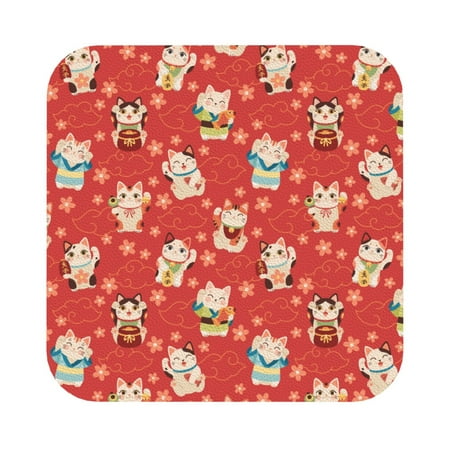 

Matuu Japanese Maneki Cats for Cup Coasters Set of 6 Leather Coasters Desk Coasters for Office Measures 4” x 4” Square