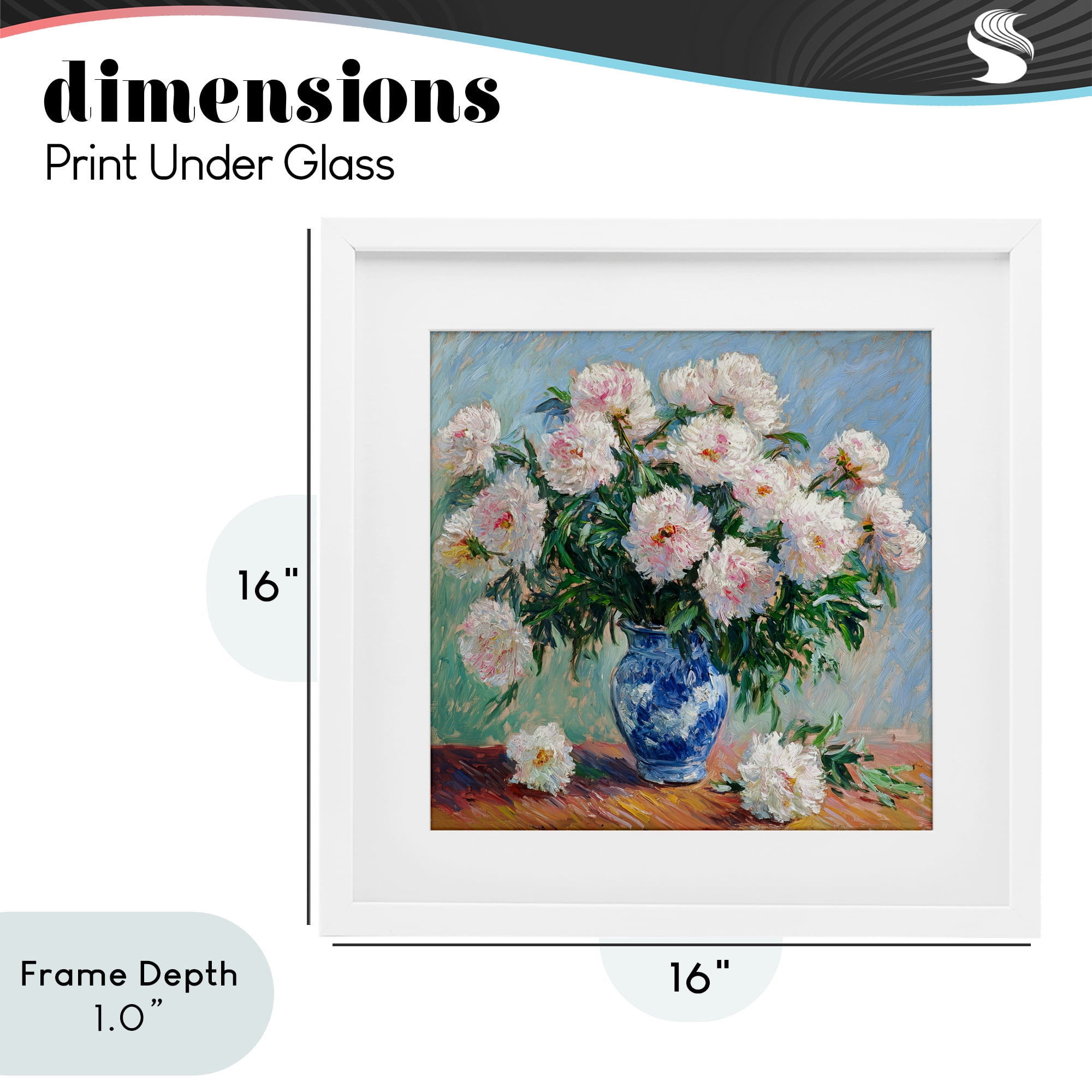 Stupell Industries Peonies in Blue Vase White Framed Print Under Glass, design by Tina LeCour