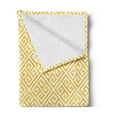 thumbnail image 2 of Greek Key Soft Flannel Fleece Blanket, Yellow and White Tile Pattern with Twisted Lines in Squares Grunge Looking Maze, Cozy Plush for Indoor and Outdoor Use, 70" x 90", Yellow White, by Ambesonne, 2 of 5