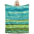 thumbnail image 6 of Watercolor Stripped Waves Blanket for Girls Women, Lightweight Soft Fleece Flannel Throw Blanket Blue and Green Sofa Couch Living Room 40x50 Inch, 6 of 6