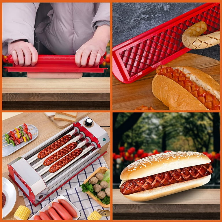 Jaspee 11.6 Inch Hot Dog Slicing Tool-Hot Dog Cutter Slicer -Stainless  Stell Sausage Cutter For Barbecue,Kitchen,Grilling