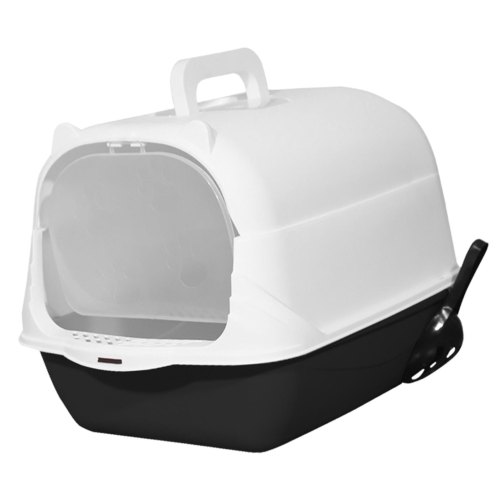Hooded Cat with Lid Enclosed Cat Toilet Reusable Cat Litter Tray Handheld Black