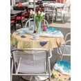 thumbnail image 6 of Outdoor Tablecloth with Umbrella Hole Zipper Beach Coastal Round Tablecloth 60" Waterproof Outside Table Cloth Aqua Summer Nautical Seaside Starfish Patio Table Cover Tablecloths for Picnic Party, 6 of 8