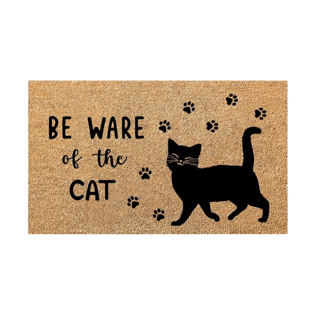 TIELUTT Cat Welcome Door Mat Funny Door Mats Be Ware of the Cat Non Entrance Large Throw Blanket Fuzzy Rugs for Kids Room Polyester Throws Throw Blanket for Couch Soft Blankets for Living Room