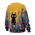 thumbnail image 5 of HELLHERO Cat Daisy Print Women Sweatshirt Trendy Long Sleeve Pullover Tops Warm Loose Crewneck Sweater with Pocket Size XXL, 5 of 7