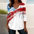 thumbnail image 2 of Womens Fourth of July Shirt 3/4 Sleeve Tunic Tops 250th Anniversary Usa Flag Shirt V Neck Casual Blouse Patriotic Outfit, 2 of 7